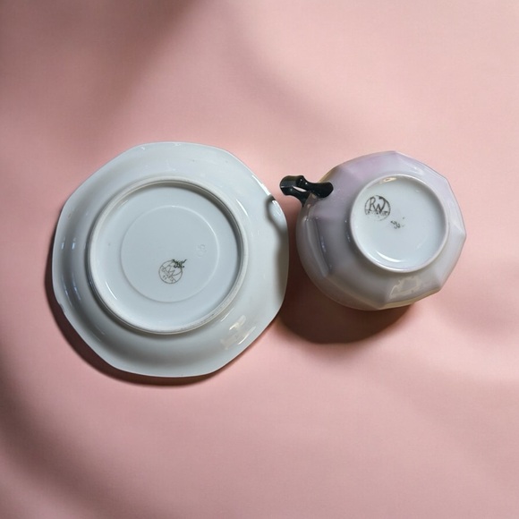 Vtg 1940's Rudolf Wachter Lusterware Teapot, 2 Cup & Saucers Pink/Art Deco - Picture 6 of 8